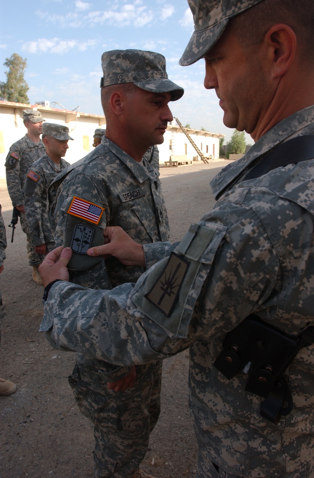 138th MPAD Soldiers receive the 172nd Stryker Brigade Combat patch