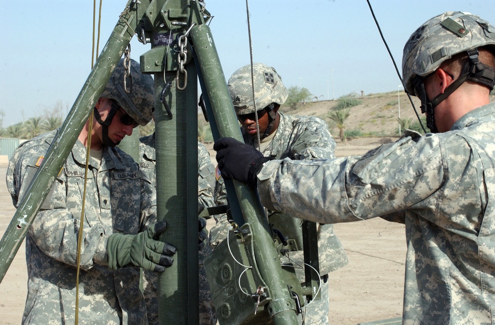 MND-B Soldiers Raise 100-foot Tower, Ensure Combat Readiness