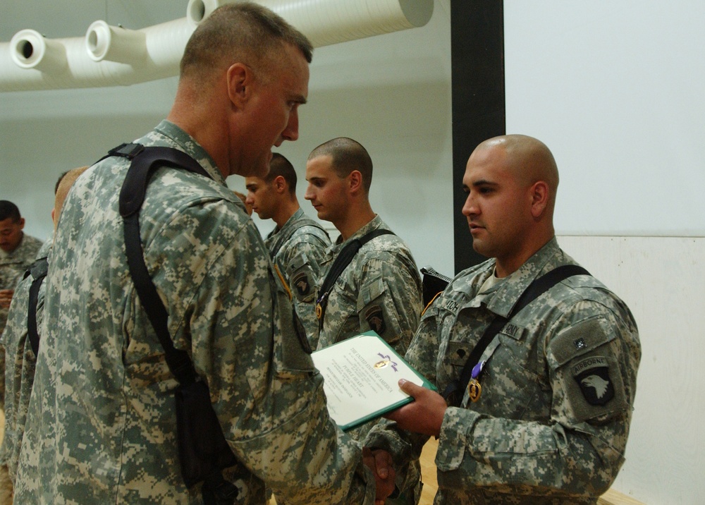 Engineer Battalion honors six Soldiers with the Purple Heart