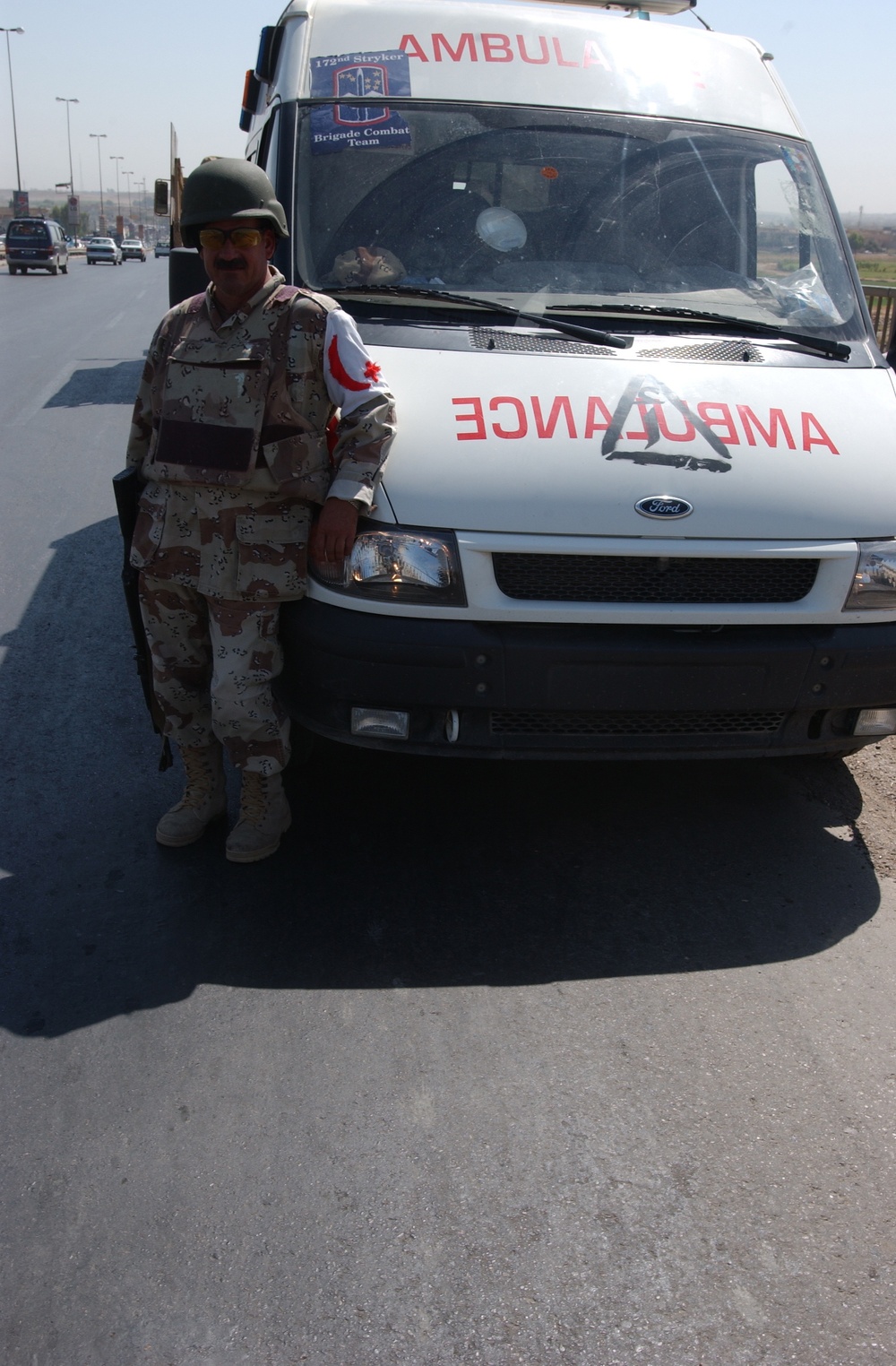 Traffic control point set up by Iraqi Army near Mosul