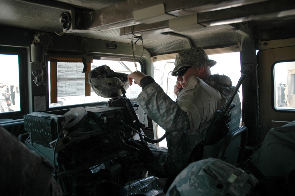 Spc. Berry performs a radio check