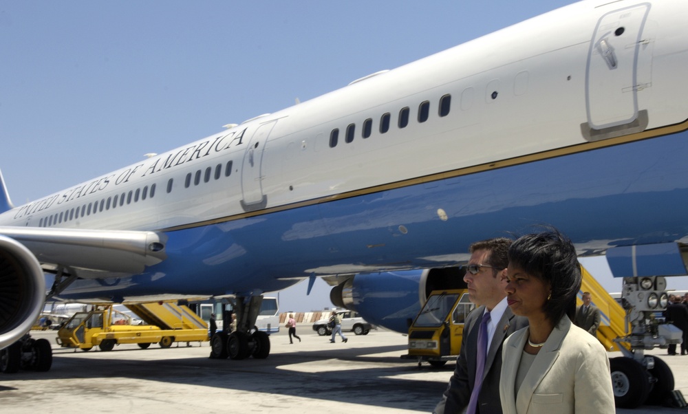 Secretary of State Condoleeza Rice arrives in Cyprus on her way to Lebanon