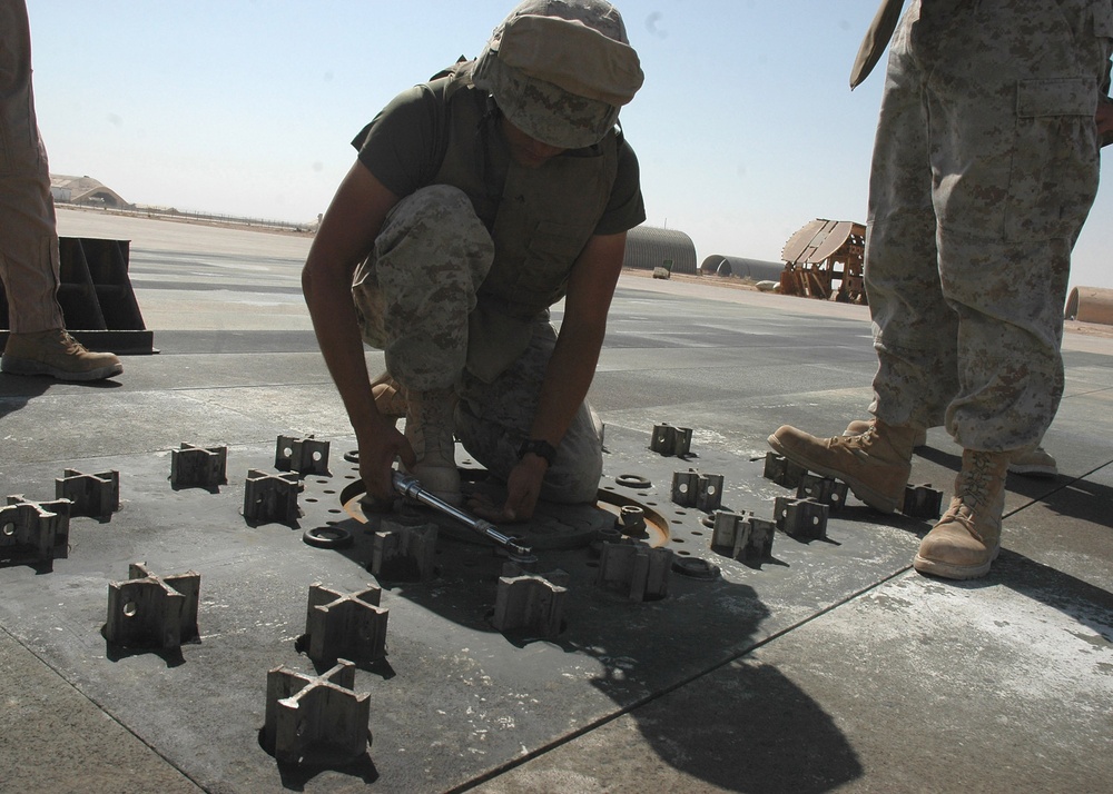 EAF Marines Ensure Pilots Safety on Runways at Al Asad