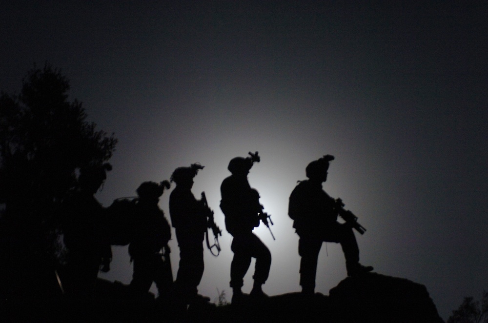 Soldiers Conduct Nighttime Patrol