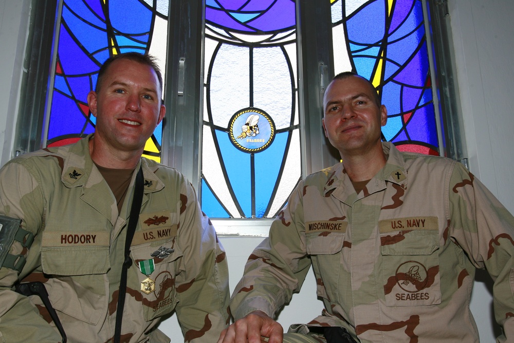 Sailor constructs stained-glass windows at Al Asad base chapel