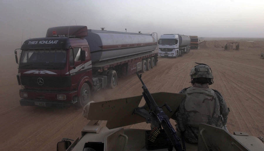 Traveling Soldiers Watch Over Convoys