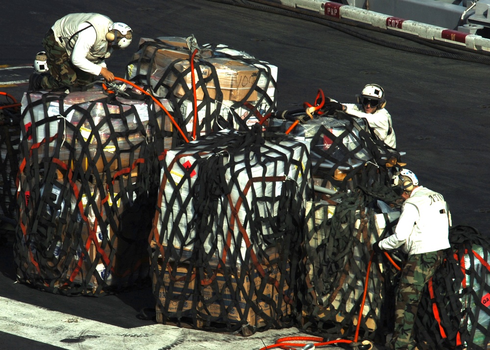 USS Eisenhower replenishes supplies