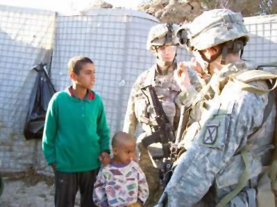 U.S. troops in Rushdi Mullah help local children