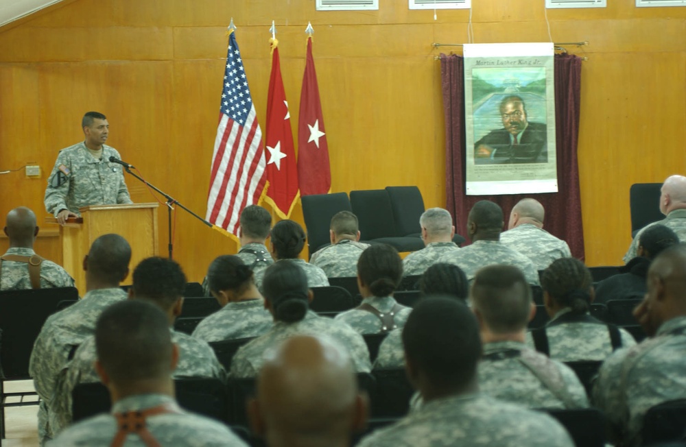 Troops at Camp Liberty Observe Dr. Martin Luther King Jr.'s Birthday