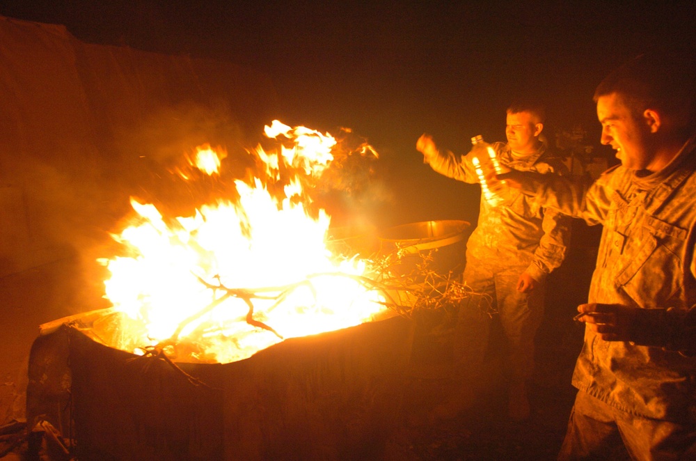 Burning refuse in absence of amenities