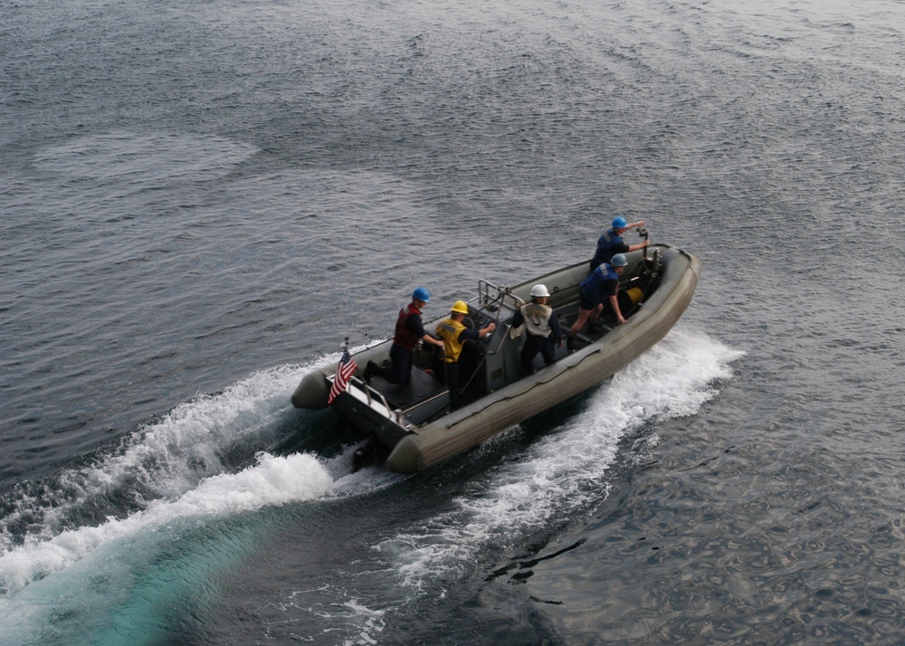 USS Dwight D. Eisenhower conducts man overboard drills