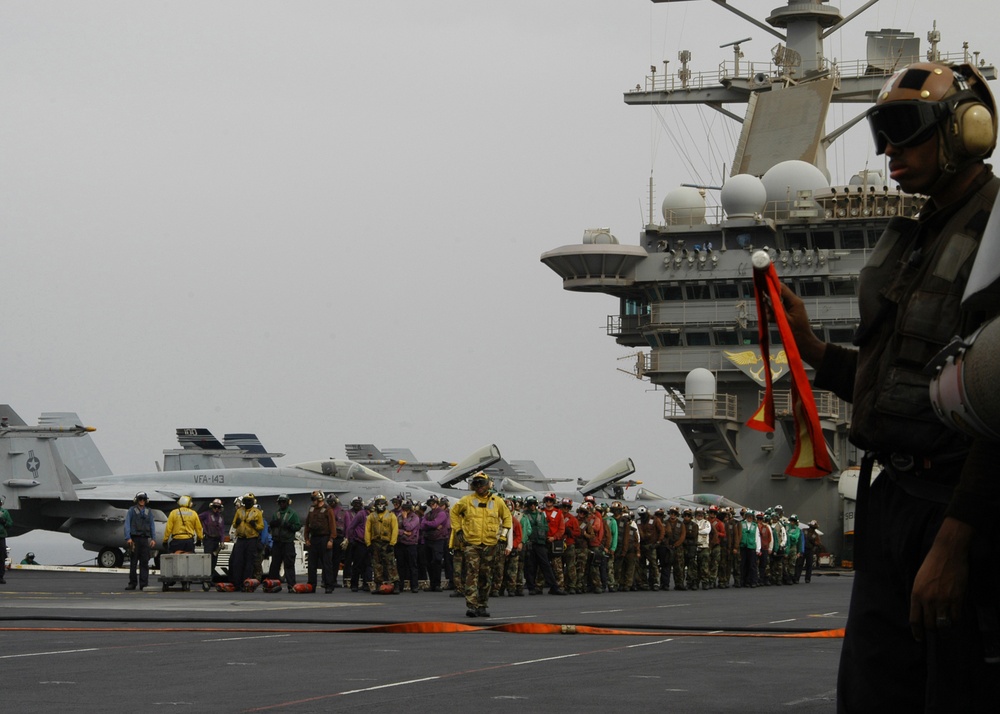 Firefighting exercise at sea