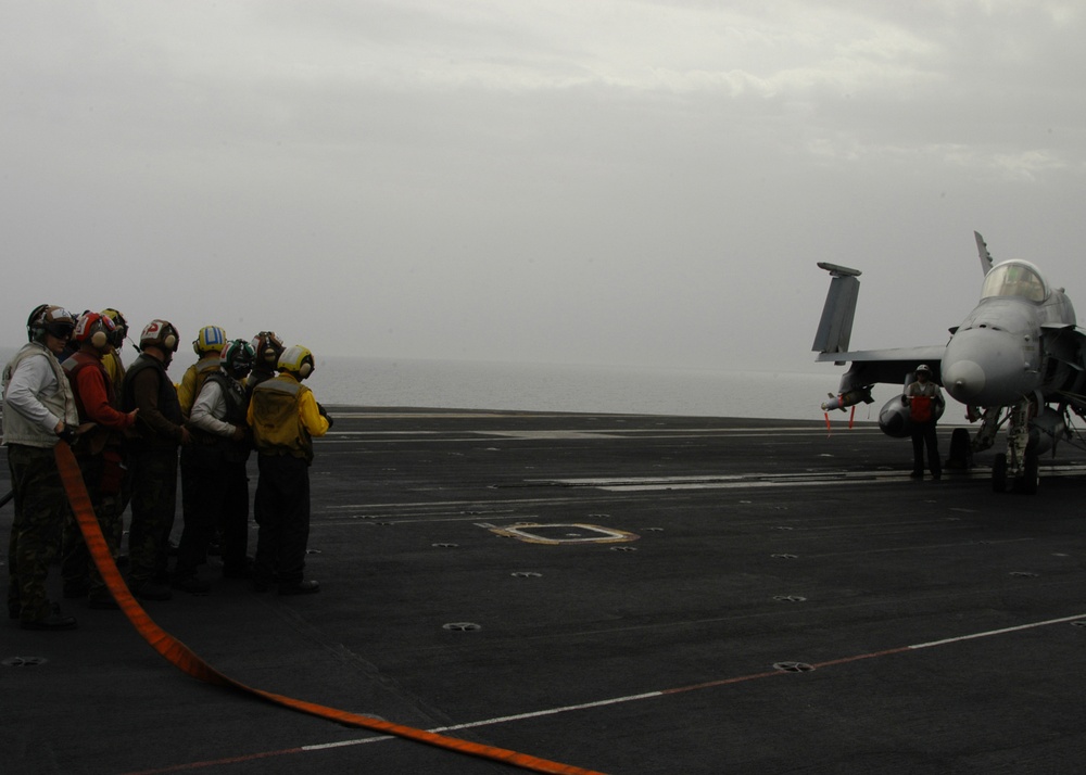 Firefighting exercise at sea