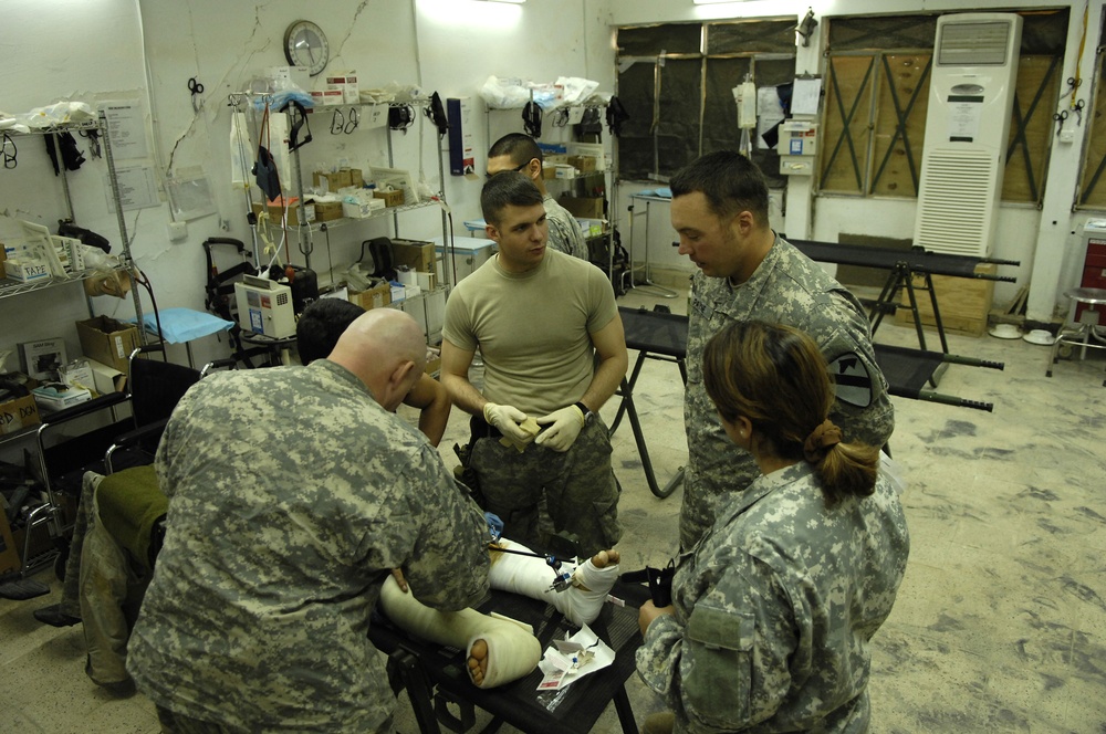 6th Squadron, 9th U.S. Cavalry medics treat wounds at FOB Normandy