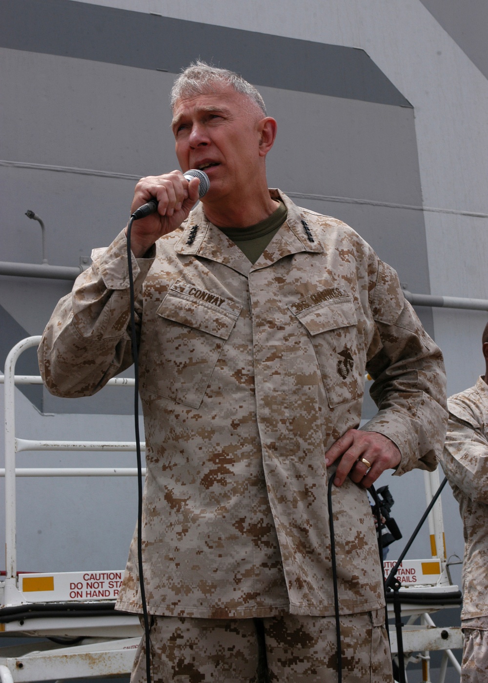 Commandant of the Marine Corps speaks aboard USS Bataan