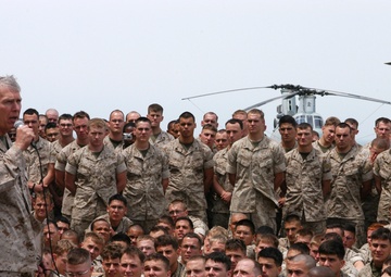 Commandant of the Marine Corps speaks aboard USS Bataan