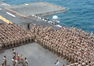 Commandant of the Marine Corps speaks aboard USS Bataan