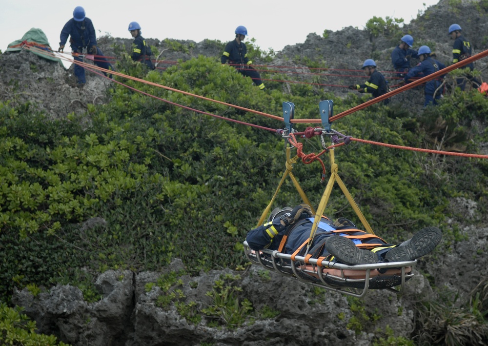 MCBJ firefighters test cliff rescue techniques