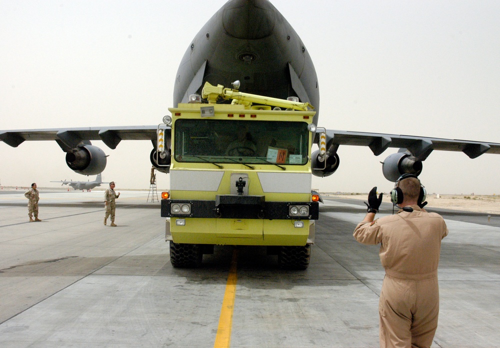 American city donates fire trucks, Navy and Air Force delivers