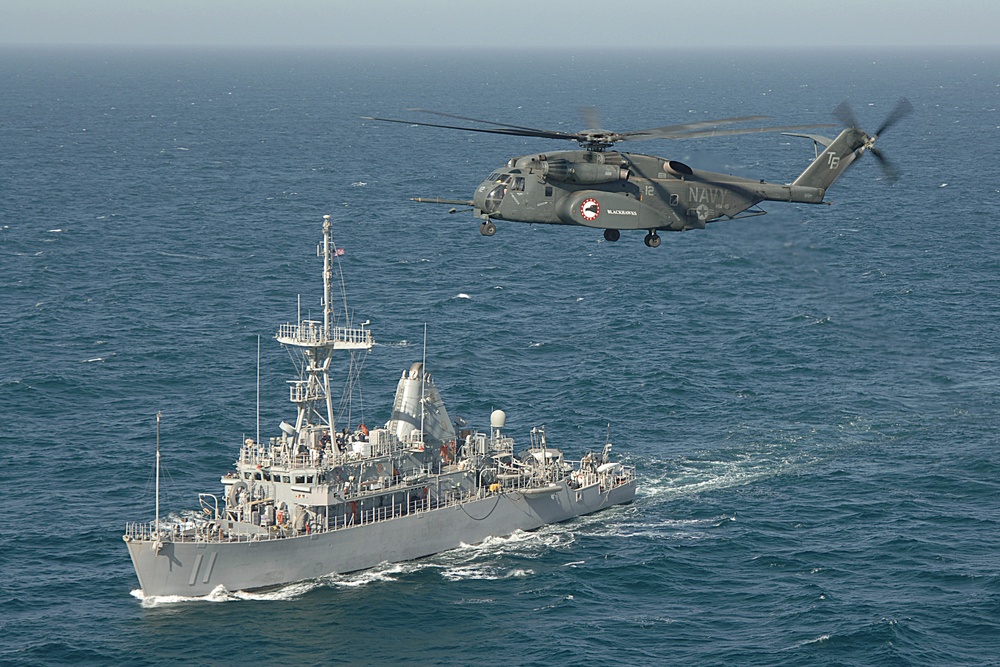 Sweeping for mines at sea
