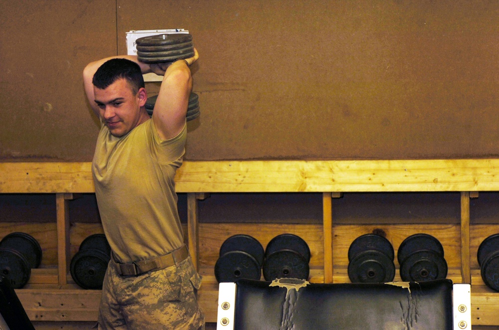 Soldiers build gyms down-range to stay in shape