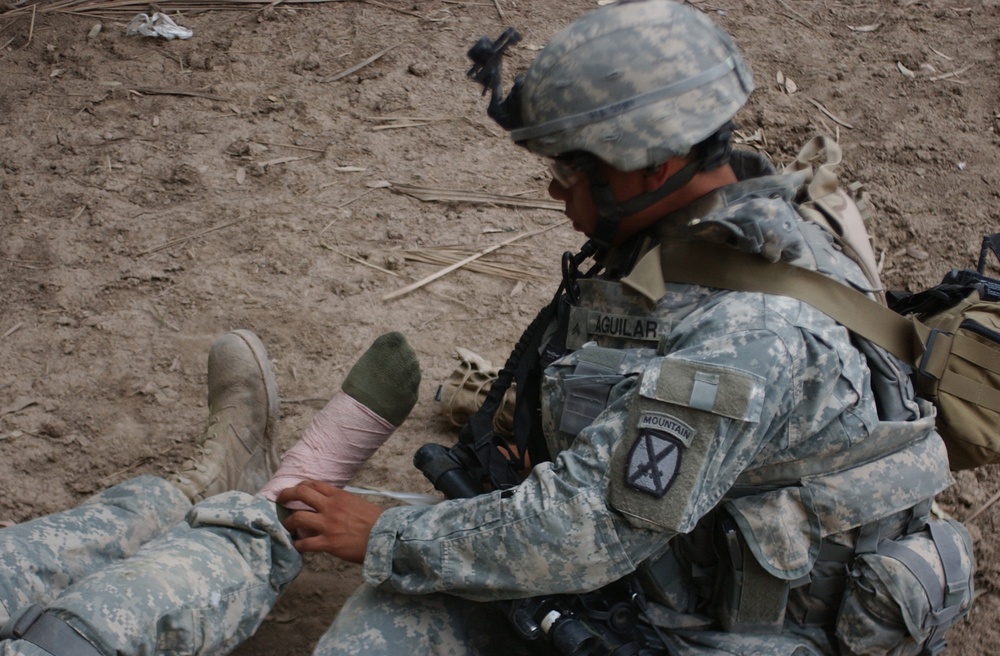 Searching for signs of insurgents in Lutafiyah