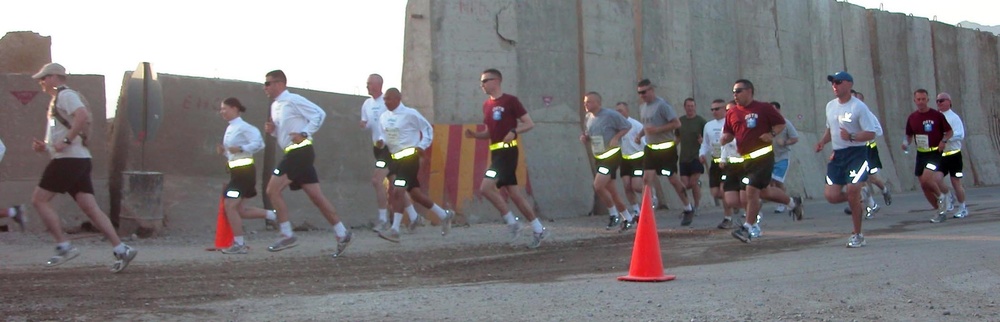 Service members compete in marathon from half-way around world