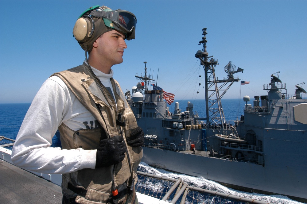 USS Anzio and USS Dwight D. Eisenhower Refuel