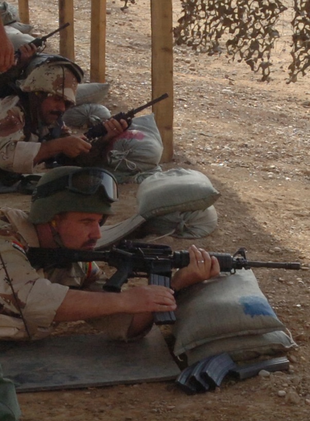 Iraqi army officers fire new weapons at Camp Taji