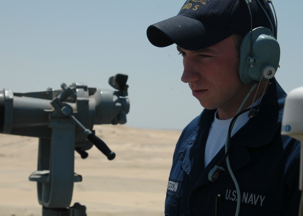 Naval Ships Move Down Suez Canal