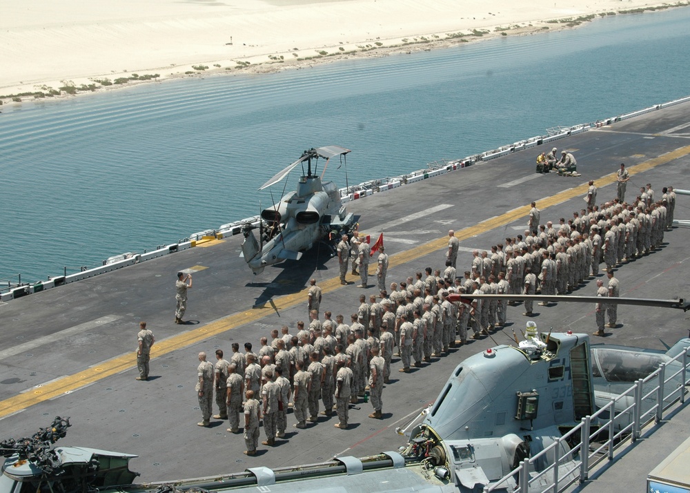 Naval Ships Move Down Suez Canal