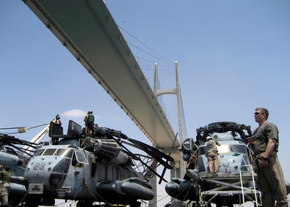 Naval Ships Move Down Suez Canal