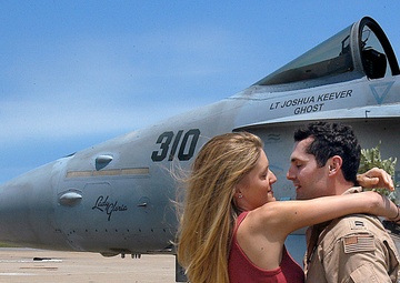 USS Eisenhower Pilot Greets His Wife