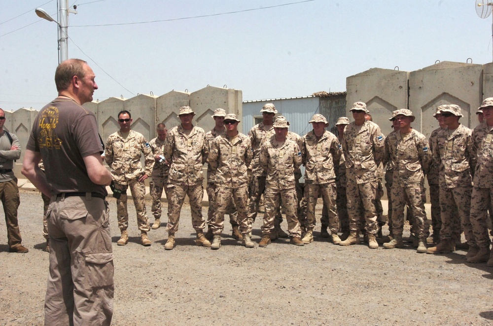 Estonian Minister of Defense Visits &quot;Stone Platoon&quot; at Camp Taji