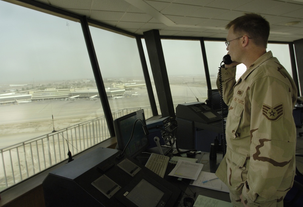 Air Guardsman Man Control Tower at Baghdad International