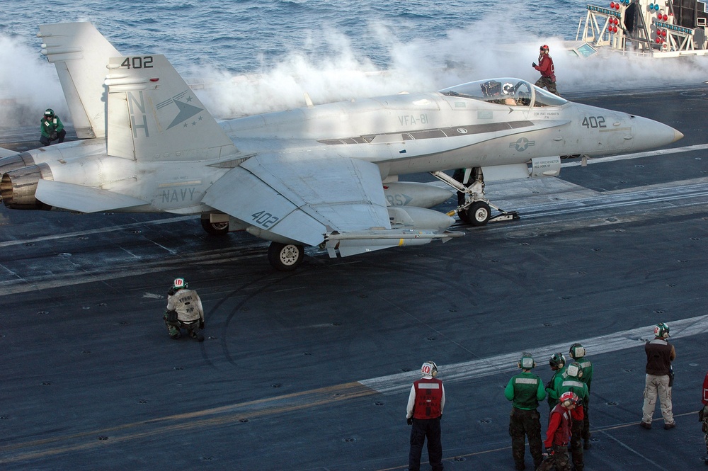 'Sunliners' of Strike Fighter Squadron 81 Prepare to Launch