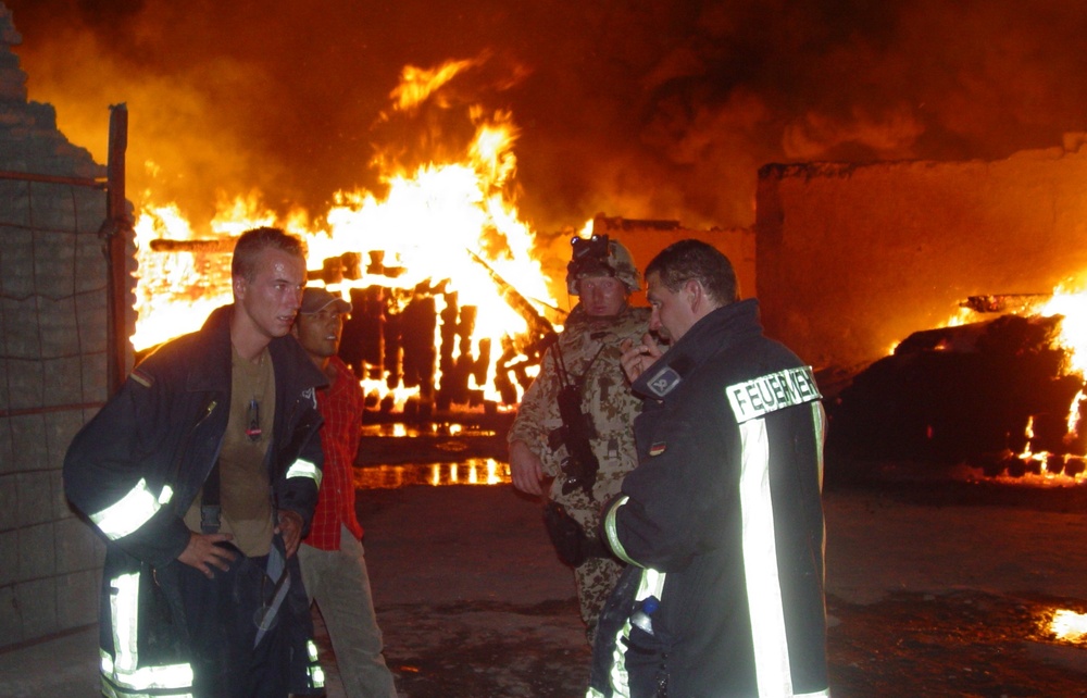 ISAF Firefighters Help Battle Mazar-e Sharif Fire