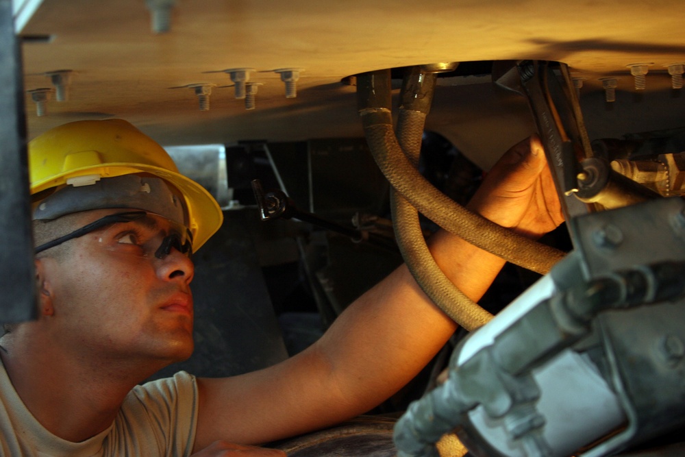 Mechanics keep trucks moving throughout the desert