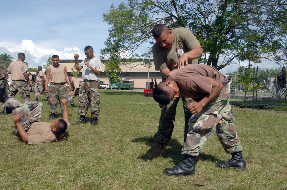 Recruits practice controlled falling techniques