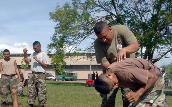 Recruits practice controlled falling techniques
