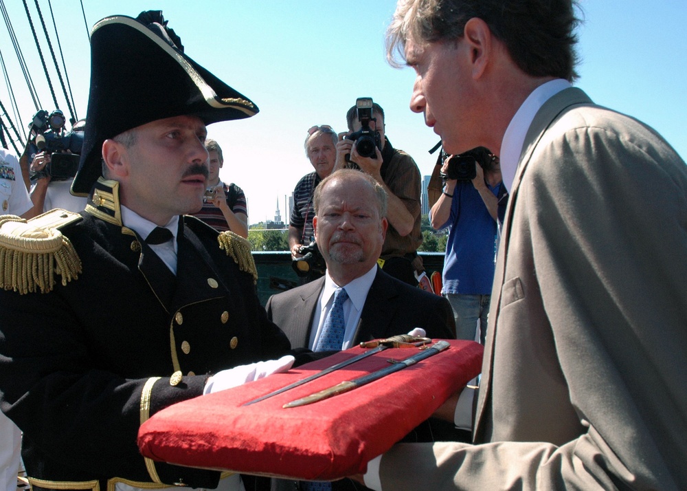 Cmdr. William A. Bullard III presented with the sword of Capt. Isaac Hull