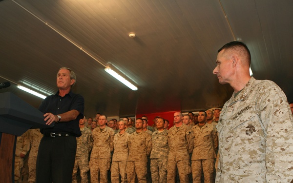 President Bush Speaks to Service Members