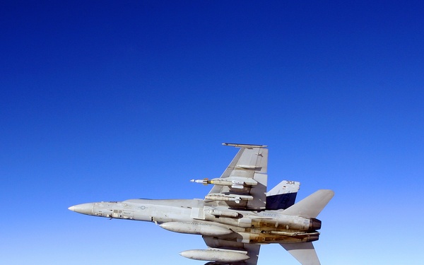An F/A-18C Hornet Tests Its Flare Countermeasures System
