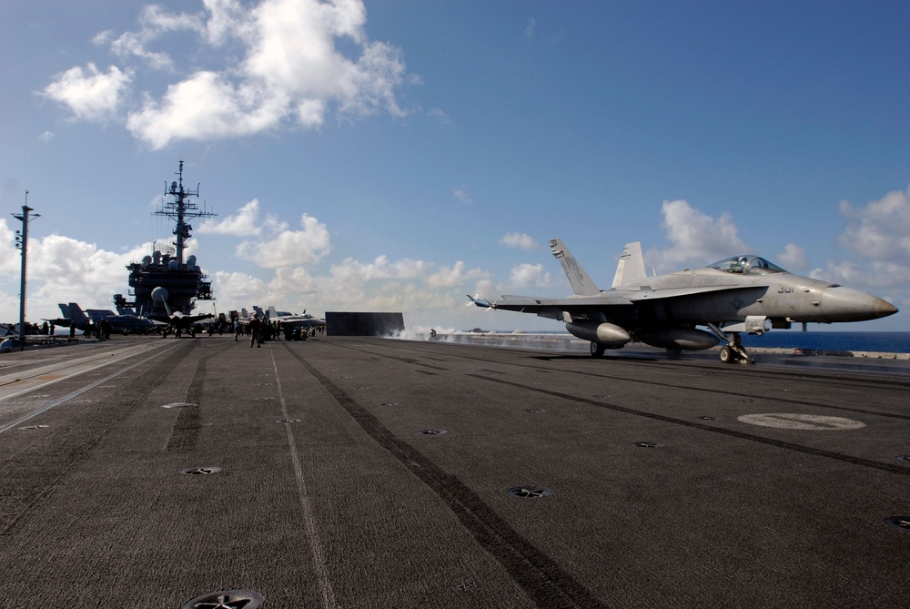 Daytime on the Flight Deck of USS Kitty Hawk