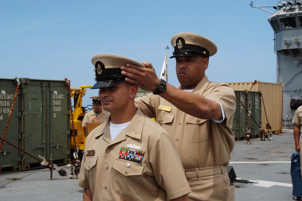 Pinning Ceremony on USS Pearl Harbor