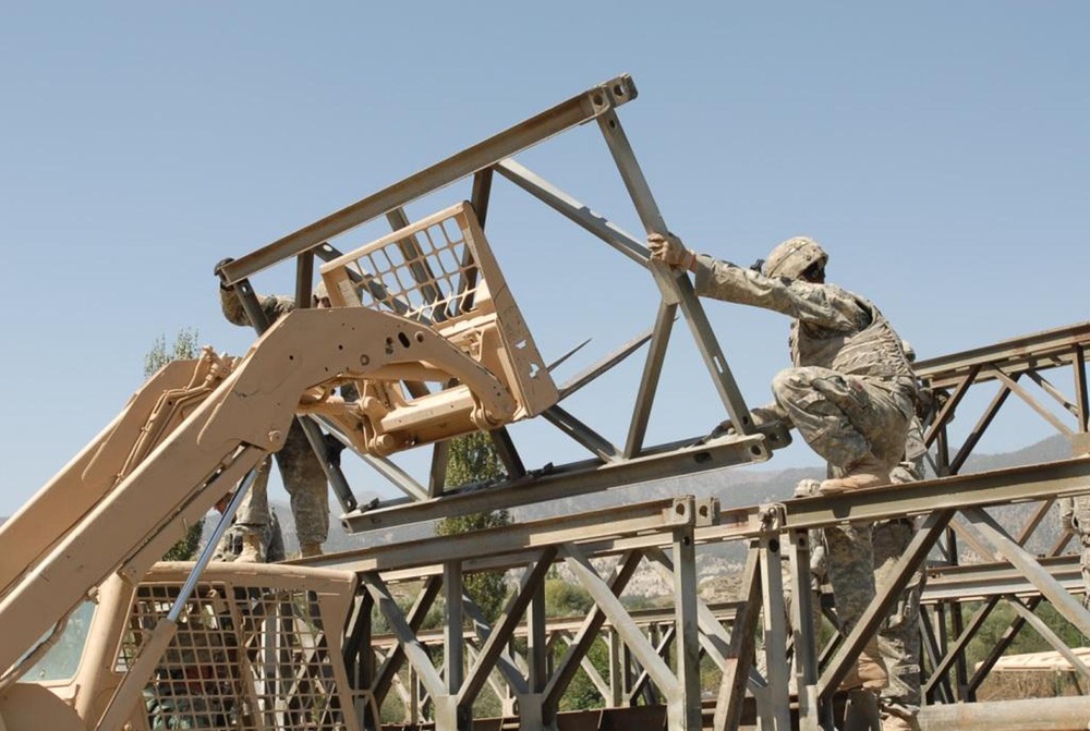 Soldiers Construct Bailey Bridge