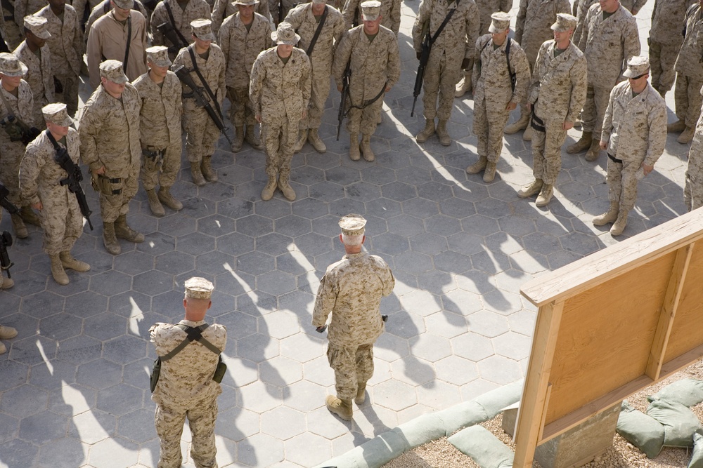 Assistant Commandant of the U.S. Marine Corps speaks to Marines