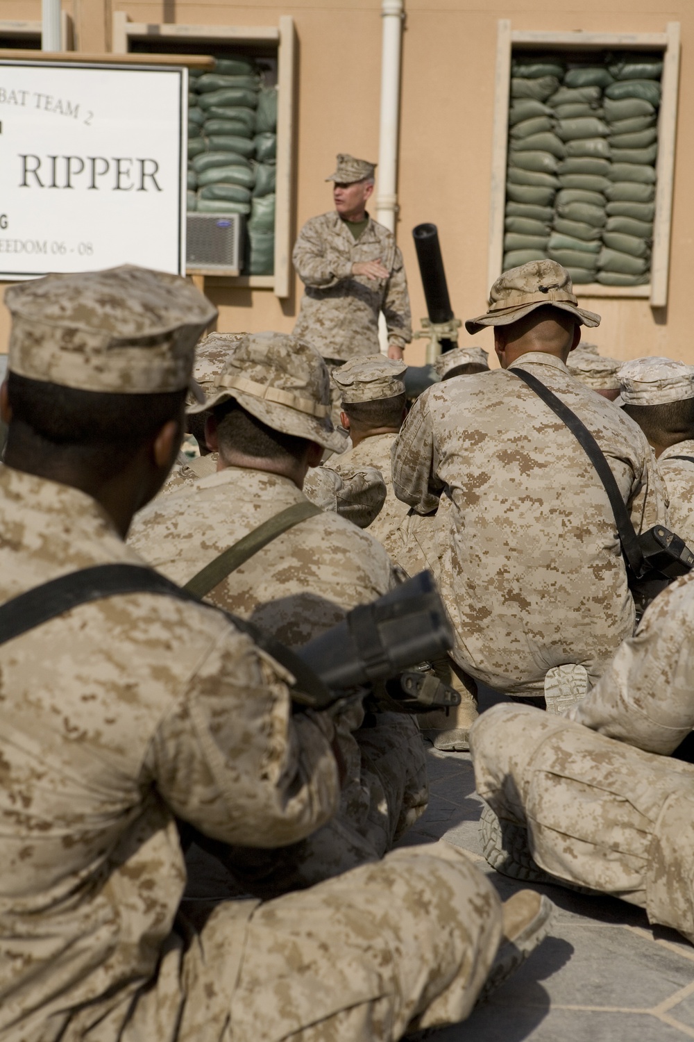 Assistant Commandant of the U.S. Marine Corps speaks to Marines