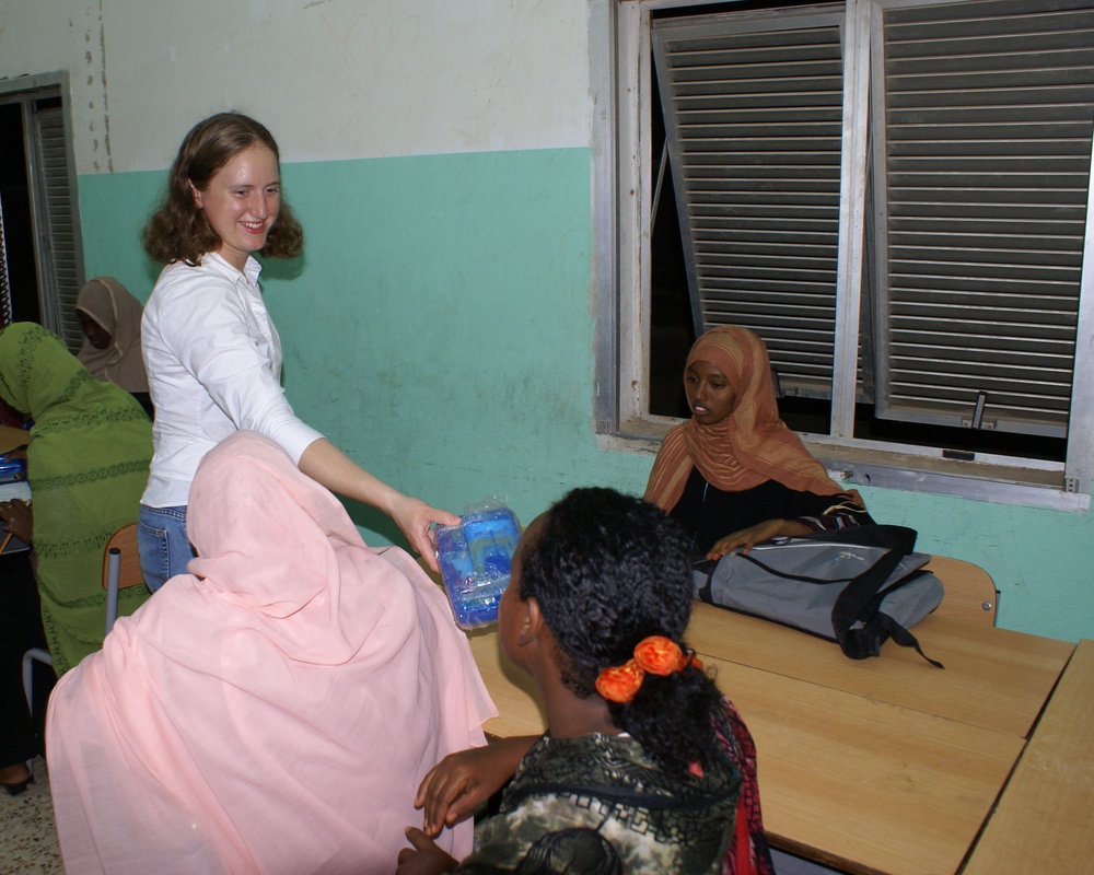 Female Service Members Provide School Supplies, Teach English to Djiboutian