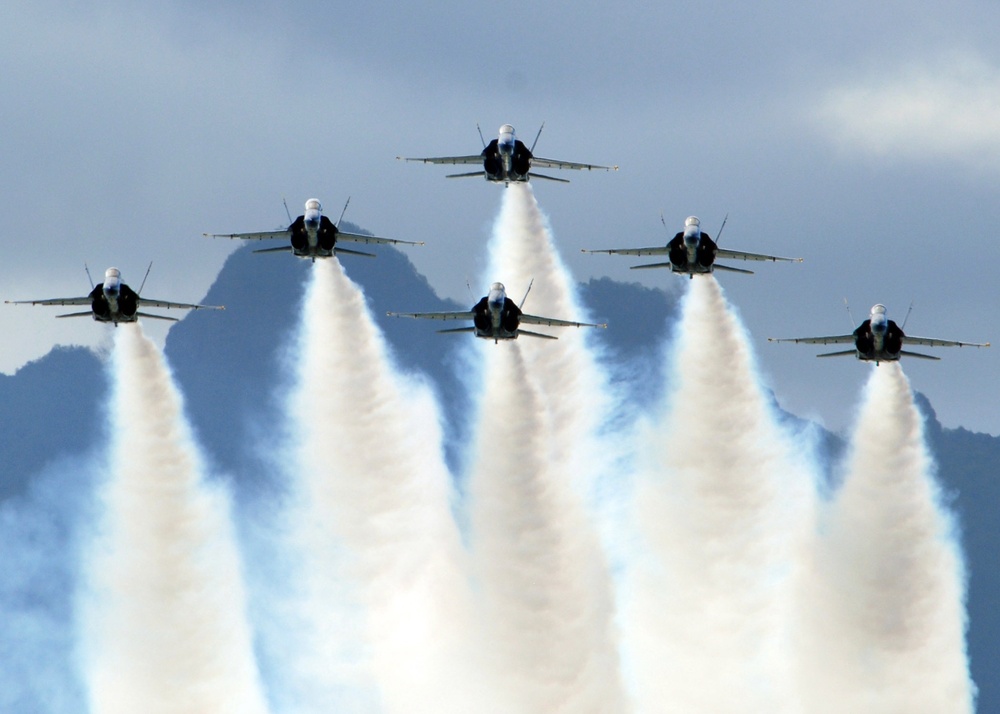 Blue Angels perform during the Blues on the Bay Air Show